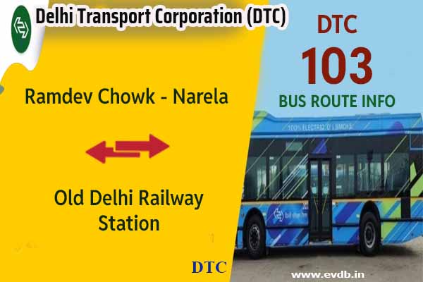 DTC 103 - Ramdev Chowk Narela to Old Delhi Railway Station Bus Route Information