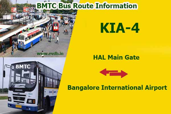 BMTC KIA-4 - HAL Main Gate to Bangalore International Airport, Bangalore International Airport to HAL Main Gate Bus Route Information