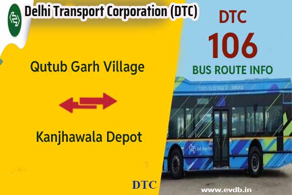 DTC 106 - Qutub Garh Village to Kanjhawala Depot Bus Route Information