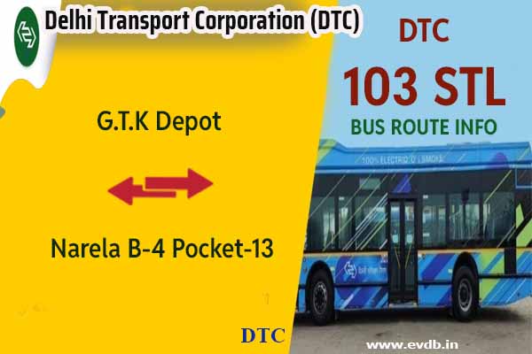 DTC 103STL - G.T.K Depot to Narela B4 Pocket 13 Bus Route Information