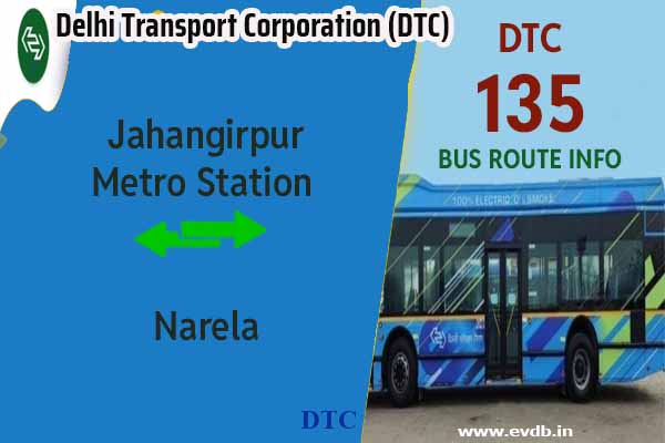 DTC 135 - Jahangirpur Metro Station to Narela Bus Route Information